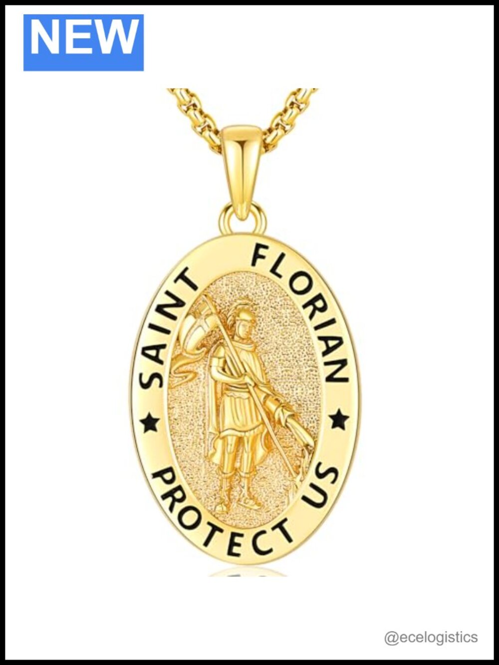 Sterling Silver Saint Florian Medal Necklace Religious Pendant
